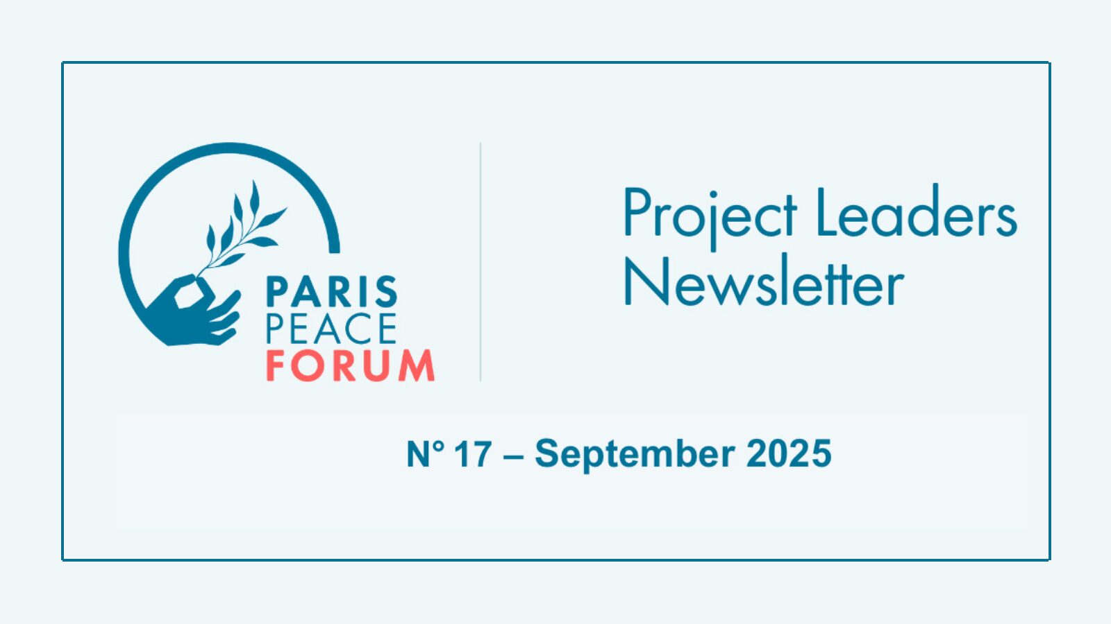 Recent Update: Our Activities featured on the Paris Peace Forum Newsletter